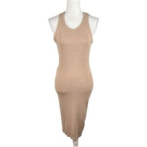 Rachel Zoe Tan Ribbed Casual Summer Coastal Sweater Tank Maxi Dress Size Medium